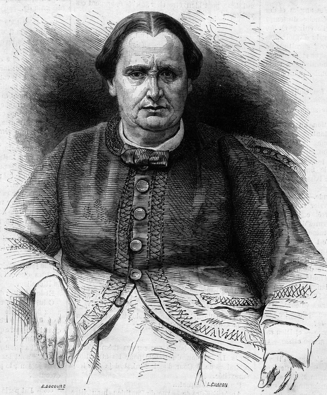 Portrait of Princess Elisa Napoleone Baciocchi, niece of Napoleon I. Engraving in Le Monde Illustré n°618 of 13 February 1869. by French School
