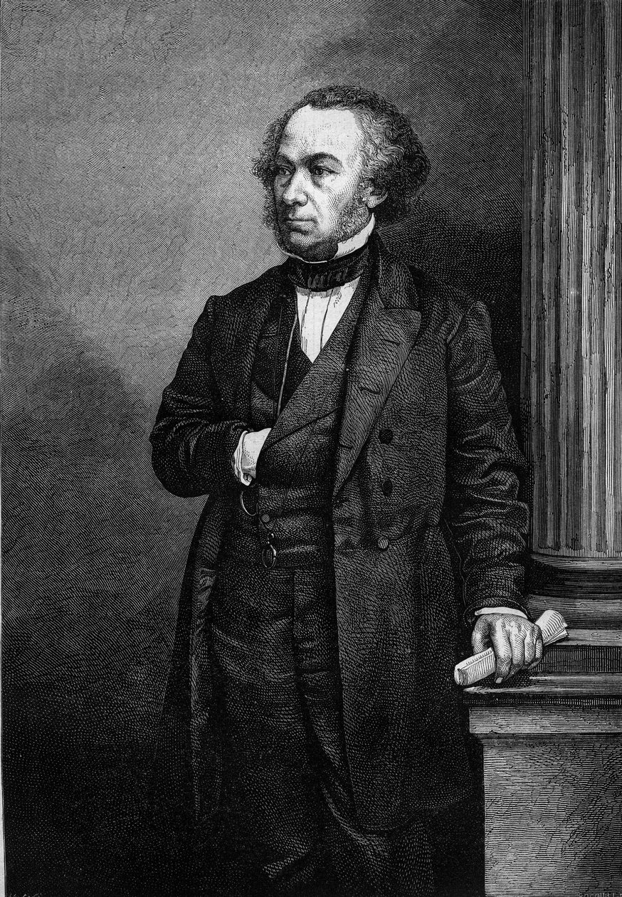 Portrait of Richard Cobden, English industrialist and politician. Engraving in Le Magasin Picturesque by French School