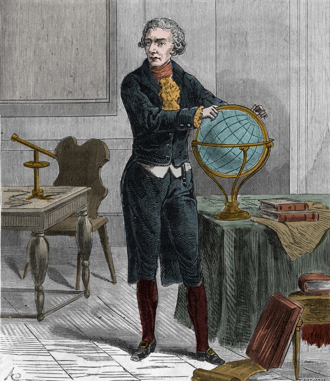 Portrait of Sir Friedrich Wilhelm Herschel (1738-1822), British German astronomer and physicist - Portrait of William Herschel German-born British astronomer - Engraving in Sciences at the reach of all - popular physics and chemistry by Alexis Clerc by French School