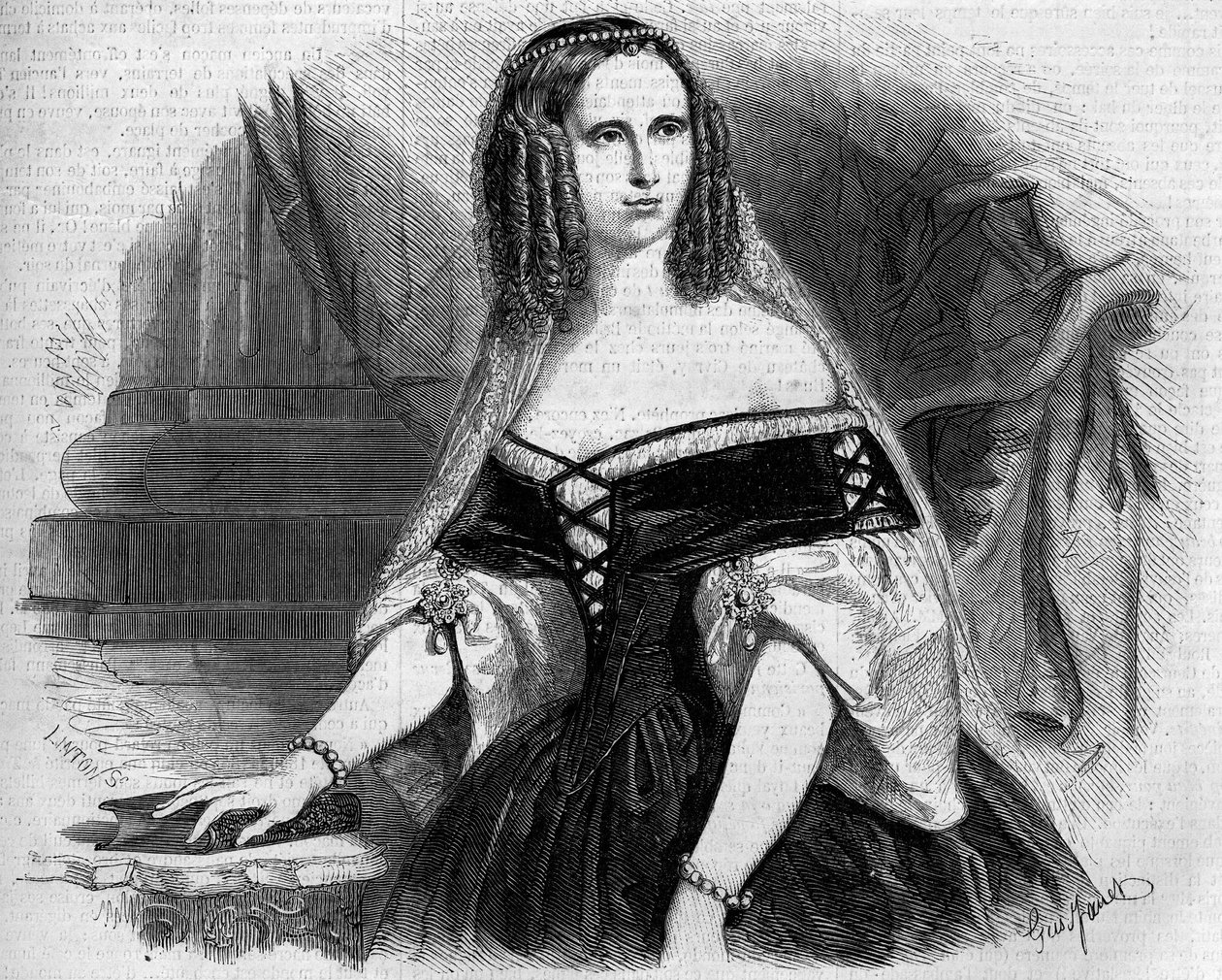 Portrait of Sophie of Württemberg, Queen of Holland. Engraving in 