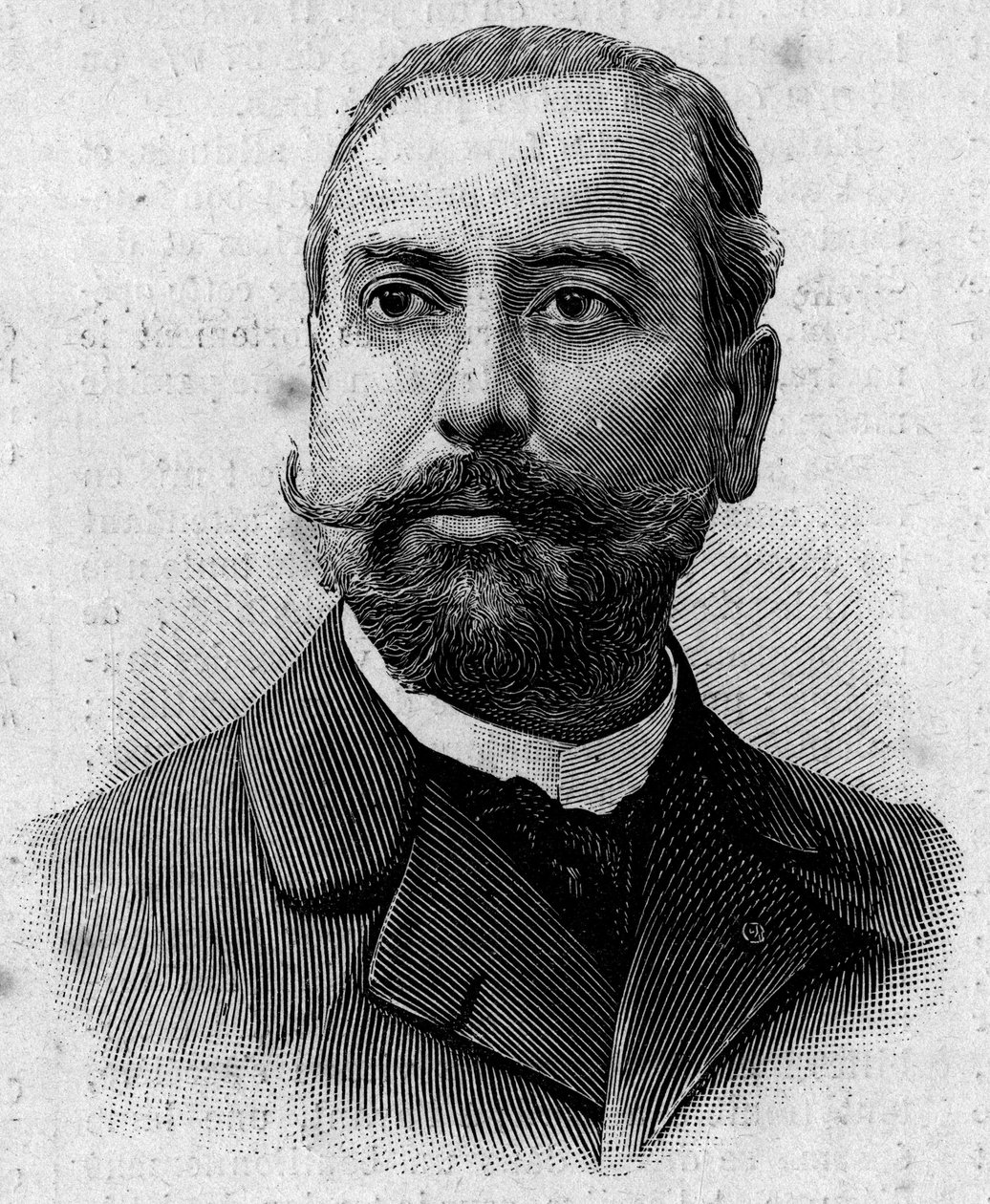 Portrait of Victor Theophile Liotard (1858-1916), French pharmacist and colonial explorer. Engraving in 