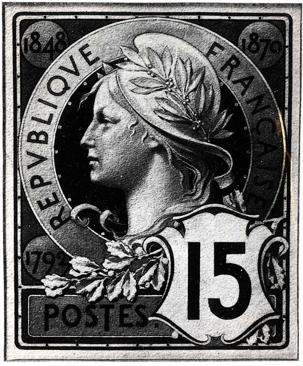 Postage stamp depicting Marianne, the Official Representation of the French Republic by French School