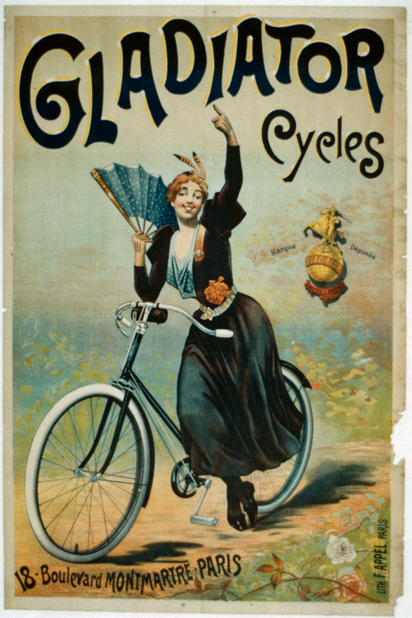 Poster Advertising Gladiator Cycles, Boulevard Montmartre, Paris by French School