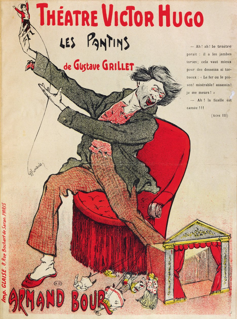 Poster for Les Pantins by Gustave Grillet at the Theatre Victor Hugo, Late 19th Century by French School