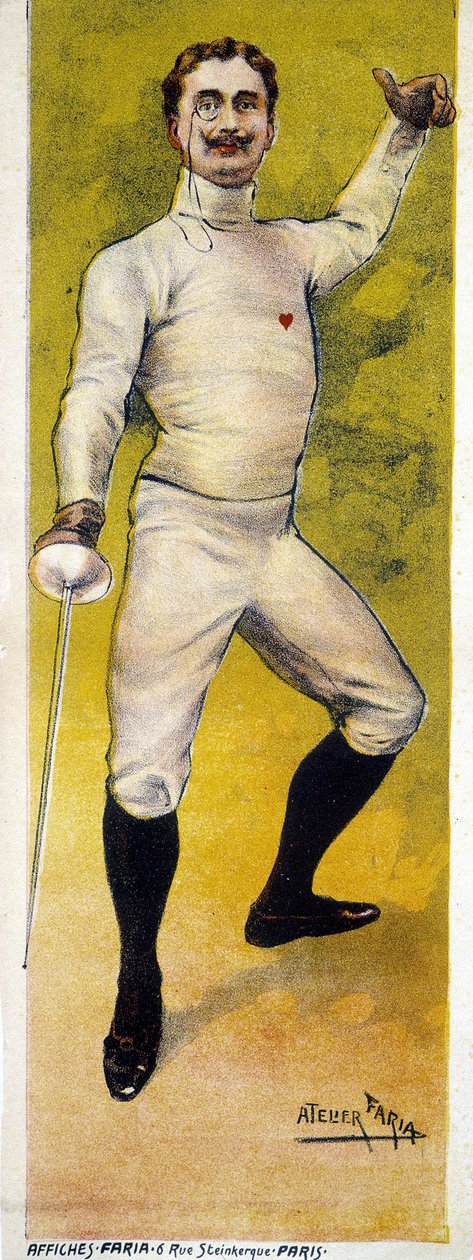 Poster for fencing designed by the Faria workshop in Paris in 1898 by French School