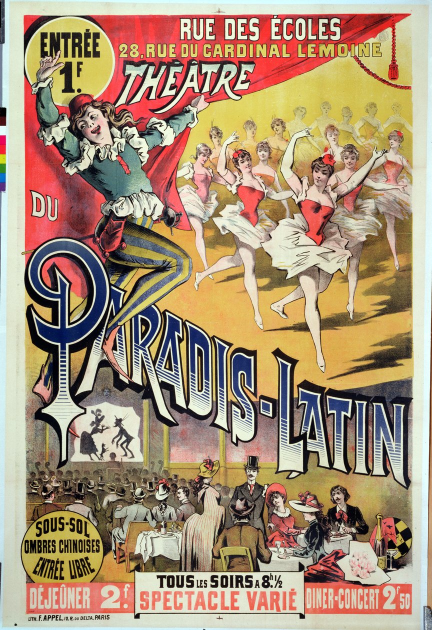 Poster for the Theatre du Paradis Latin by French School