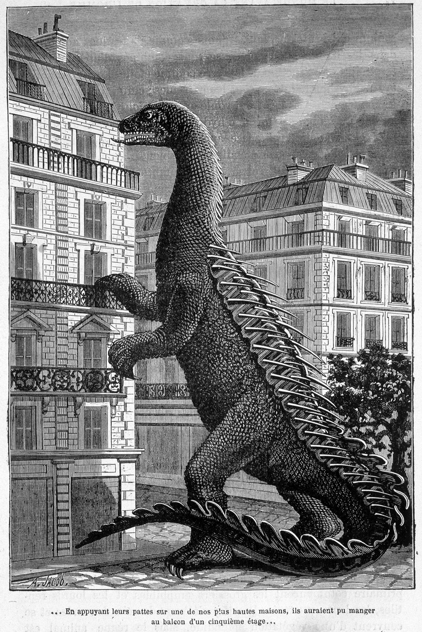 Prehistoric animals: by pressing their paws on one of our tallest houses, they could have eaten on the balcony of the 5th floor - cover of Camille Flammarion