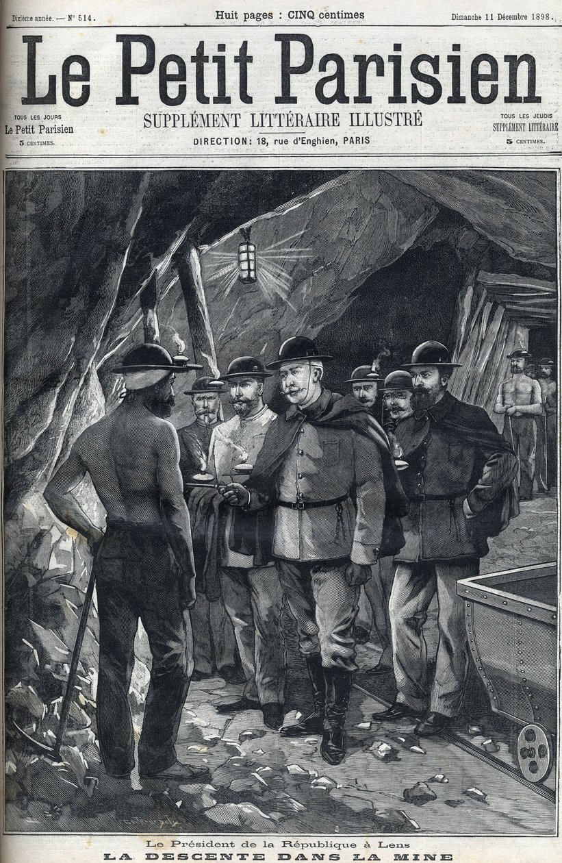 President of the French Republic Felix Faure visited the Lens mines in December 1898. Cover of the newspaper 