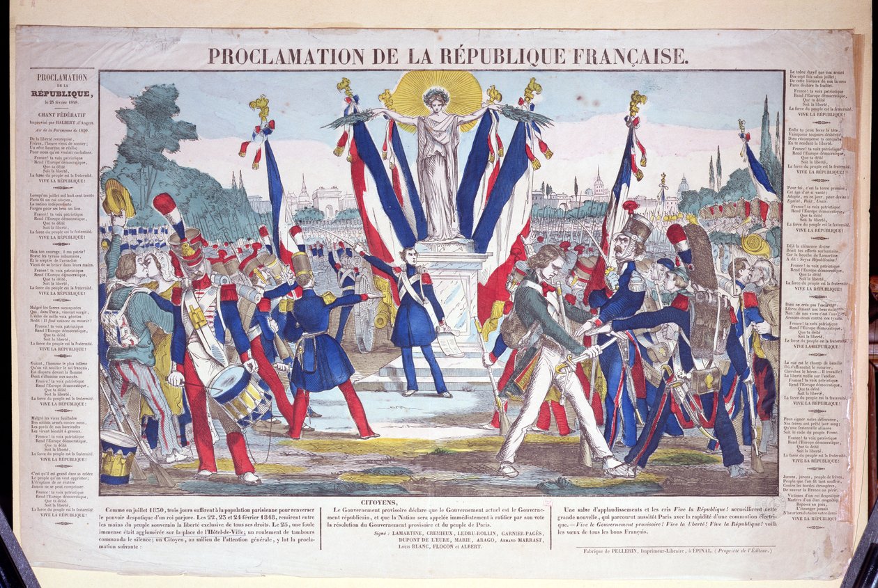 Proclamation of the French Republic, 25th February 1848 by French School