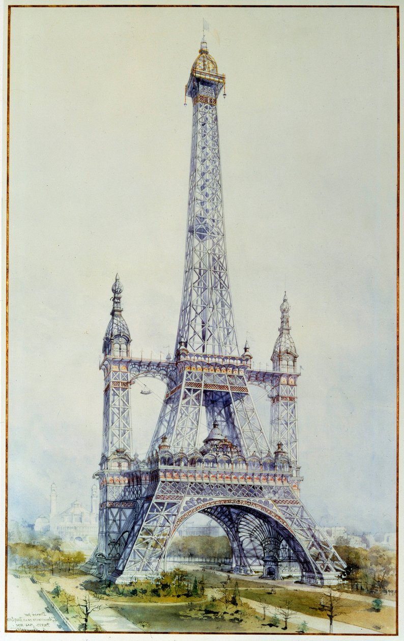 Project to modify the Eiffel Tower for the 1900 exhibition (May 1896) by French School