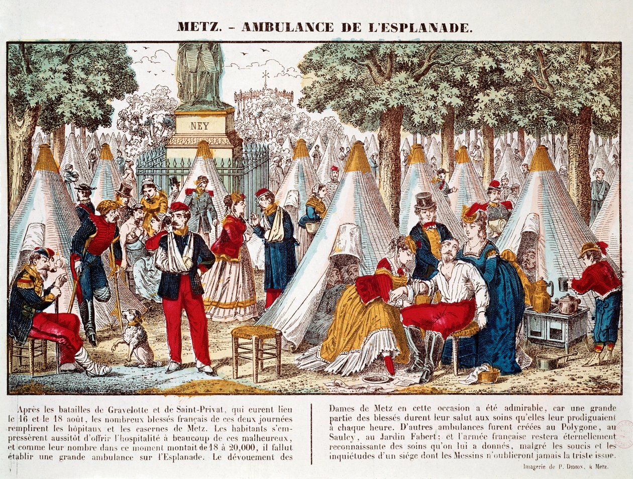 Prussian War: An Ambulance Installed on the Esplanade to Treat the Wounded in 1870 in Metz (engraving) by French School