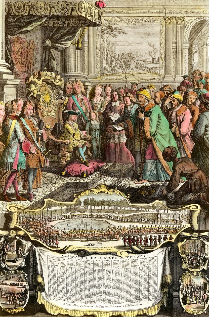 Reception of Mehemet Effendi Turkish ambassador of the great Sultan Achmet by Louis XV on 21 March 1721 at the Tuileries by French School