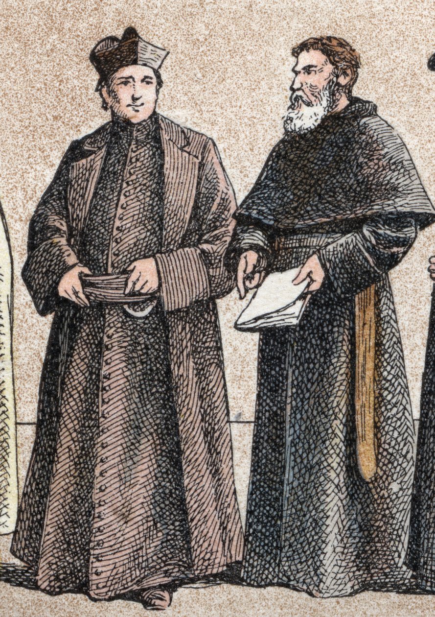 Religious Costumes: Portrait of a Jesuit and an Assumptionist Brother by French School