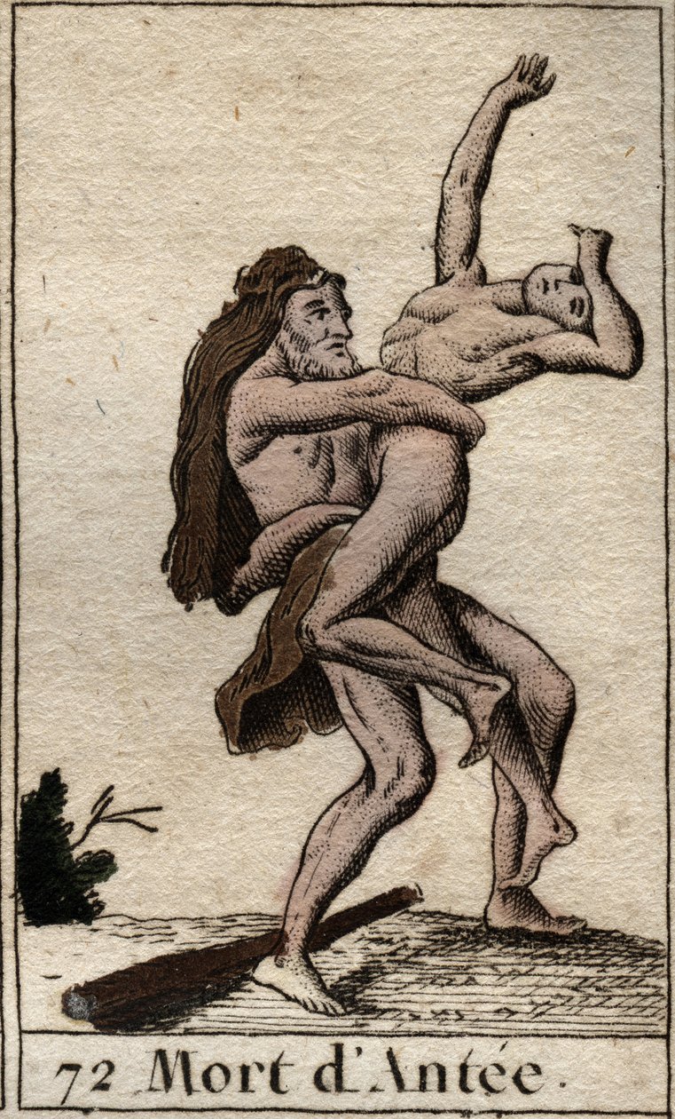 Representation of Hercules killing Antaeus with a bearhug. From “Mythology of Youth” by Pierre Blanchard 1803 by French School