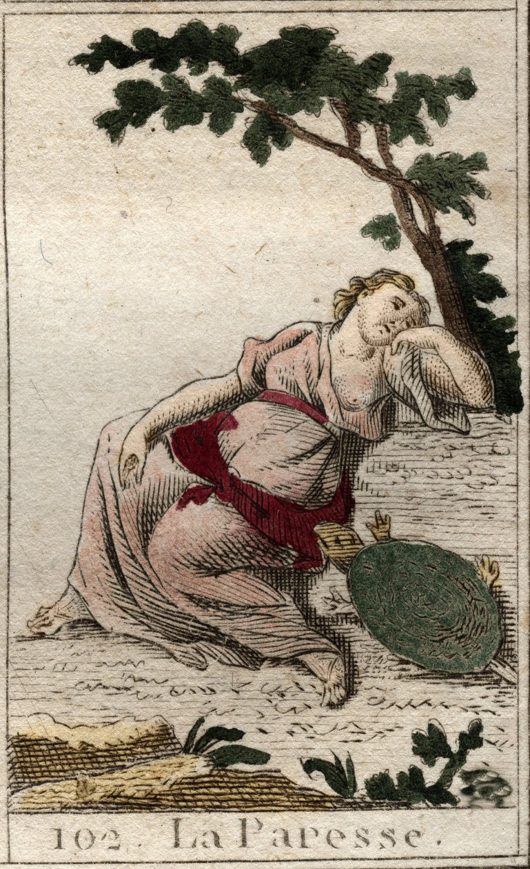 Representation of Laziness as a Young Man with a Turtle. From 