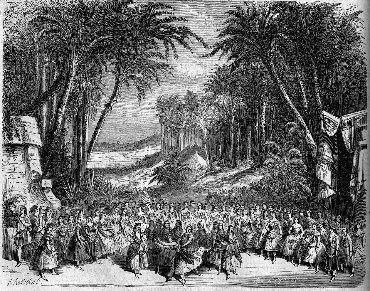 Representation of an opera: Scenography of Act II of 