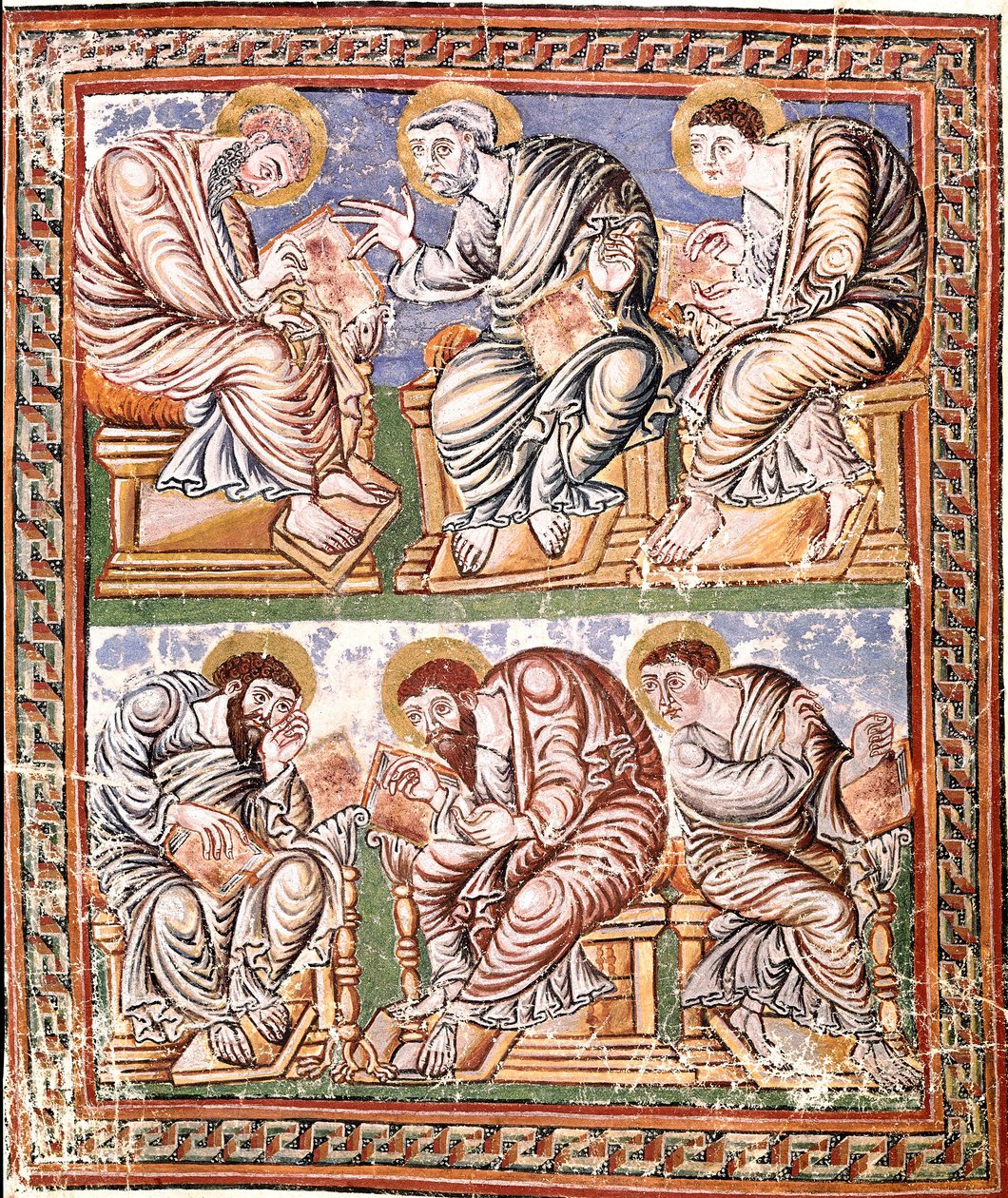 Representation of six apostles Carolingian miniature of the school of Reims taken from Collectio Canon Hadriana (Ms A-5 f. 14 v) End of the 9th century Biblioteca Vallicelliana Rome by French School