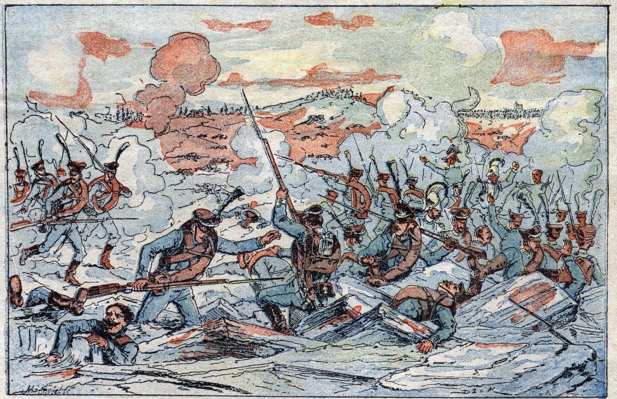 Representation of the Battle of Austerlitz, or Battle of the Three Emperors, on 02/12/1805 by French School