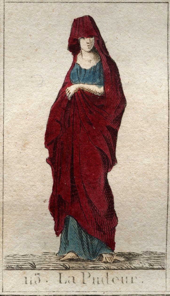Representation of the Deity of Modesty, a Young Woman with a Face Covered with a Veil. From 