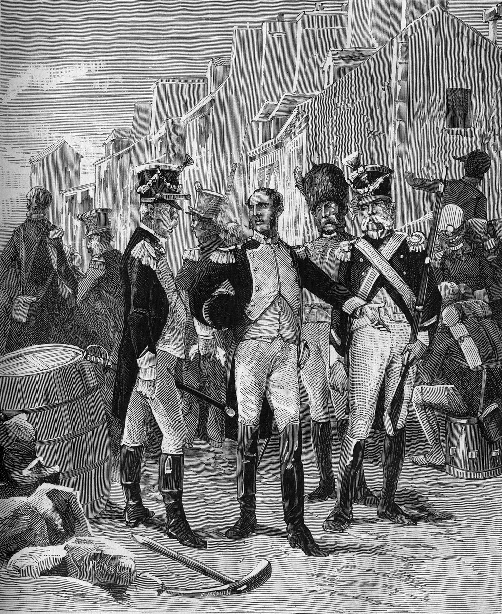 Richard-Lenoir (Francois Richard Lenoir 1765-1839), French industrialist, leader of the 8th Legion, occupying Avenue de Vincennes to defend Paris in 1814 by French School