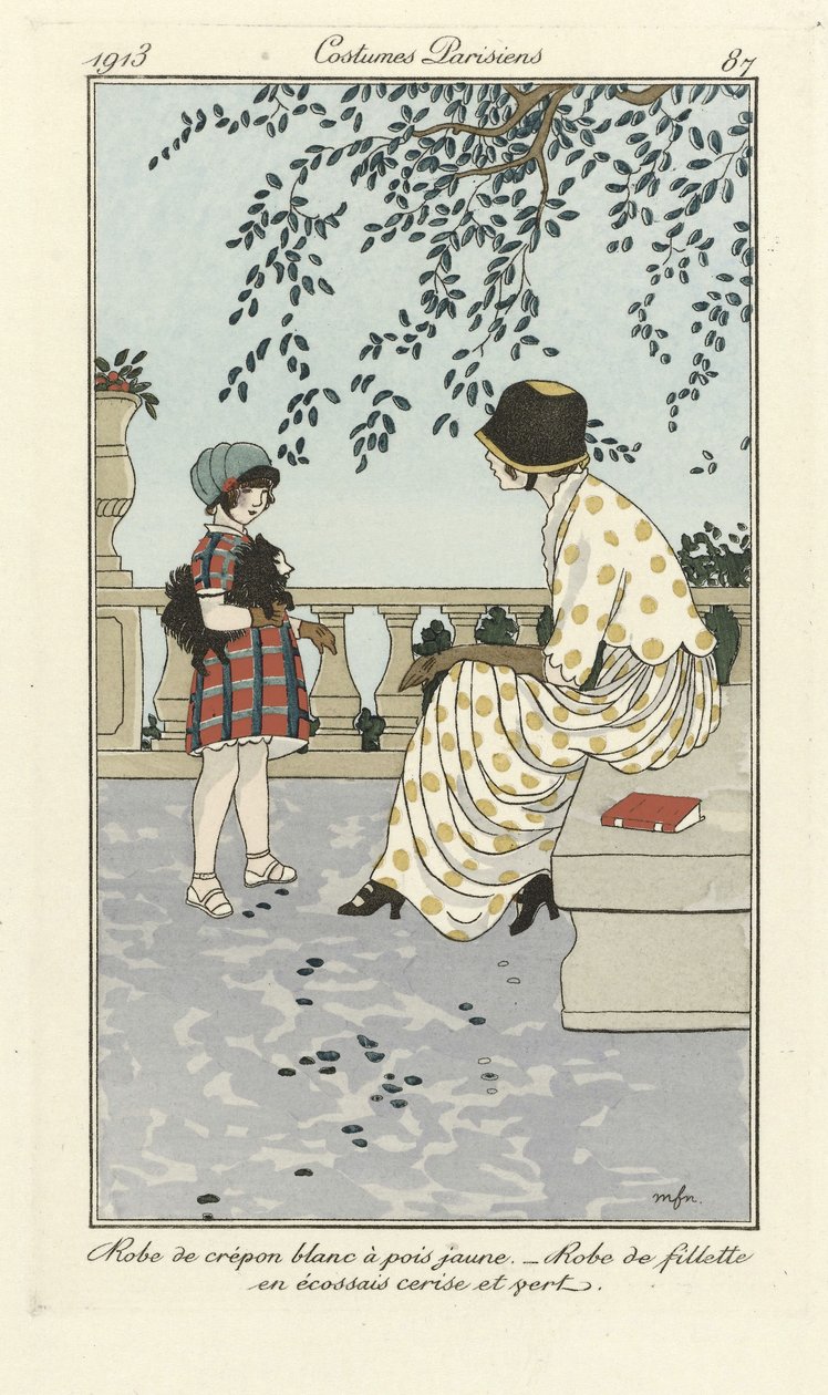 White Crepon Dress with Yellow Dots - Little Girl