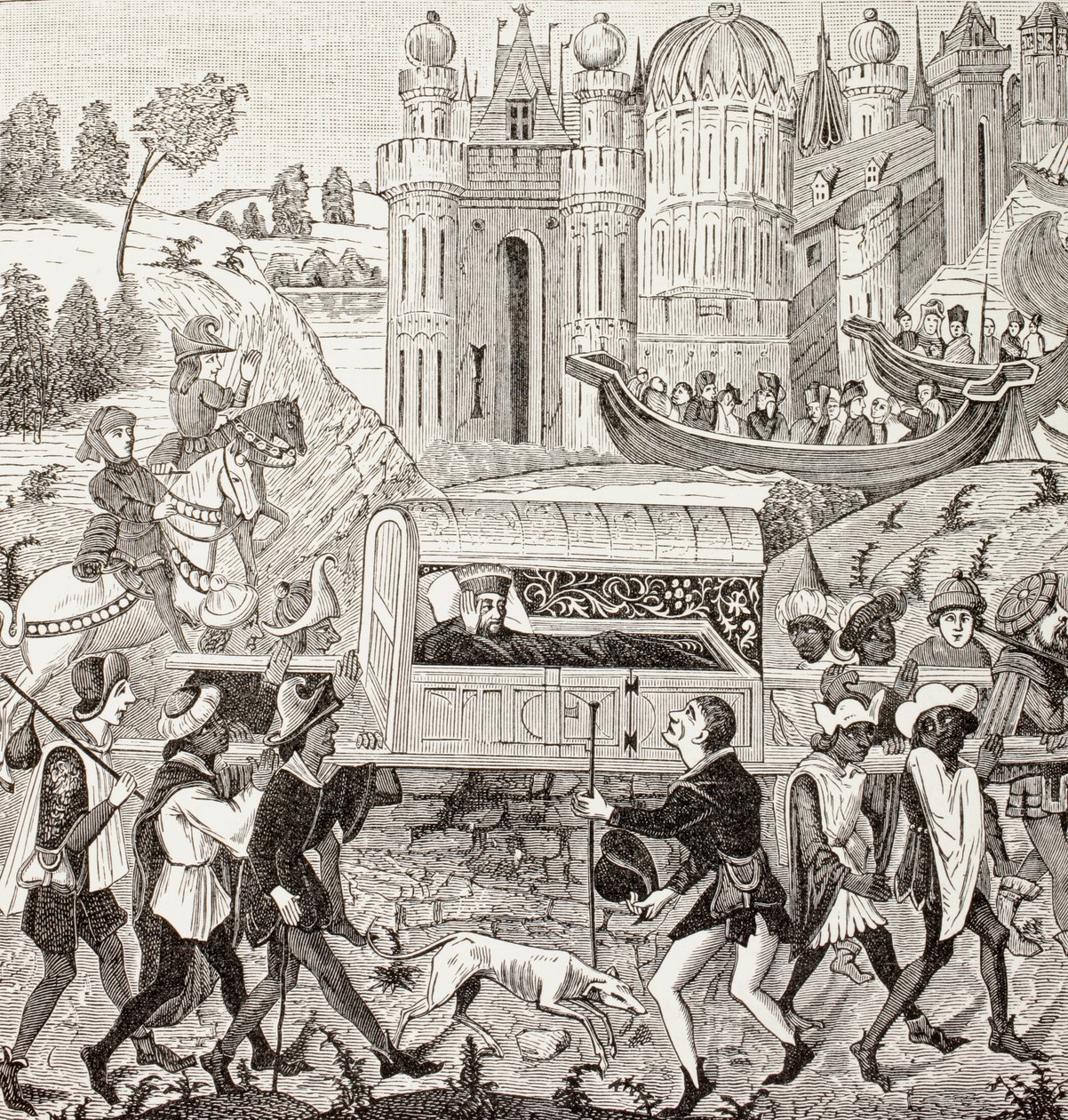Robert I, Duke of Normandy, is carried in his litter by Negroes, from 