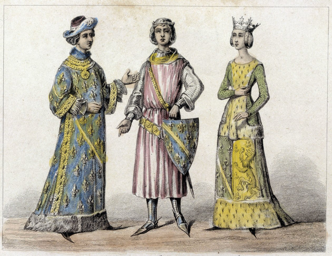 Robert of France and Beatrice of Burgundy, his wife, King of France by French School