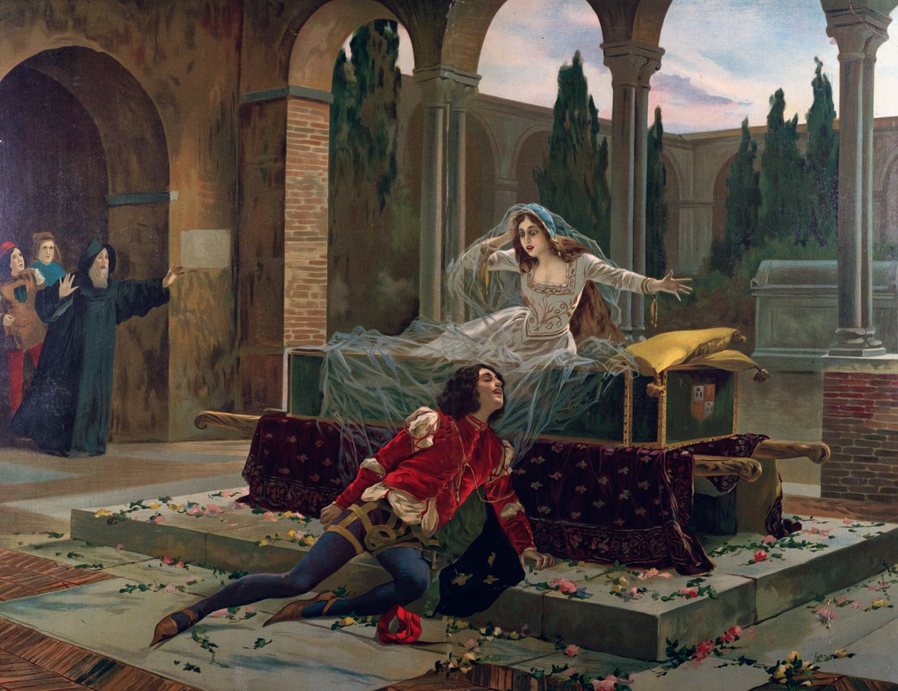 Romeo and Juliet Scene from Romeo and Juliette opera, circa 1880 by French School