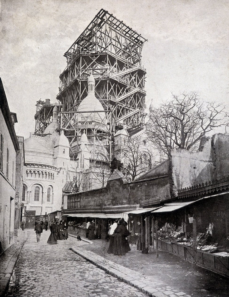 Rosary dealers at the church of the Sacred Heart under construction, late 19th century by French School