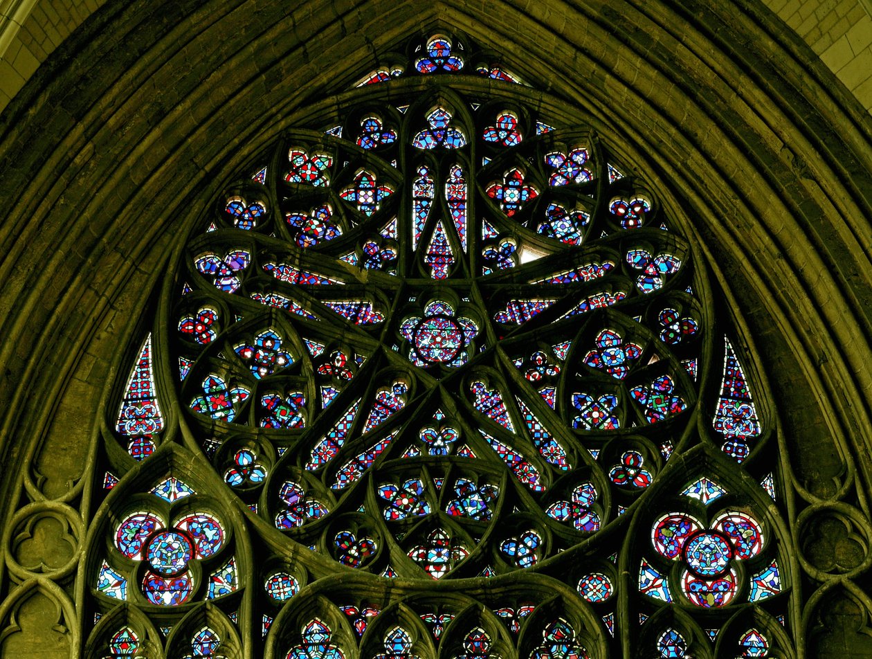 Rose window with nineteenth-century glass after a medieval design by French School