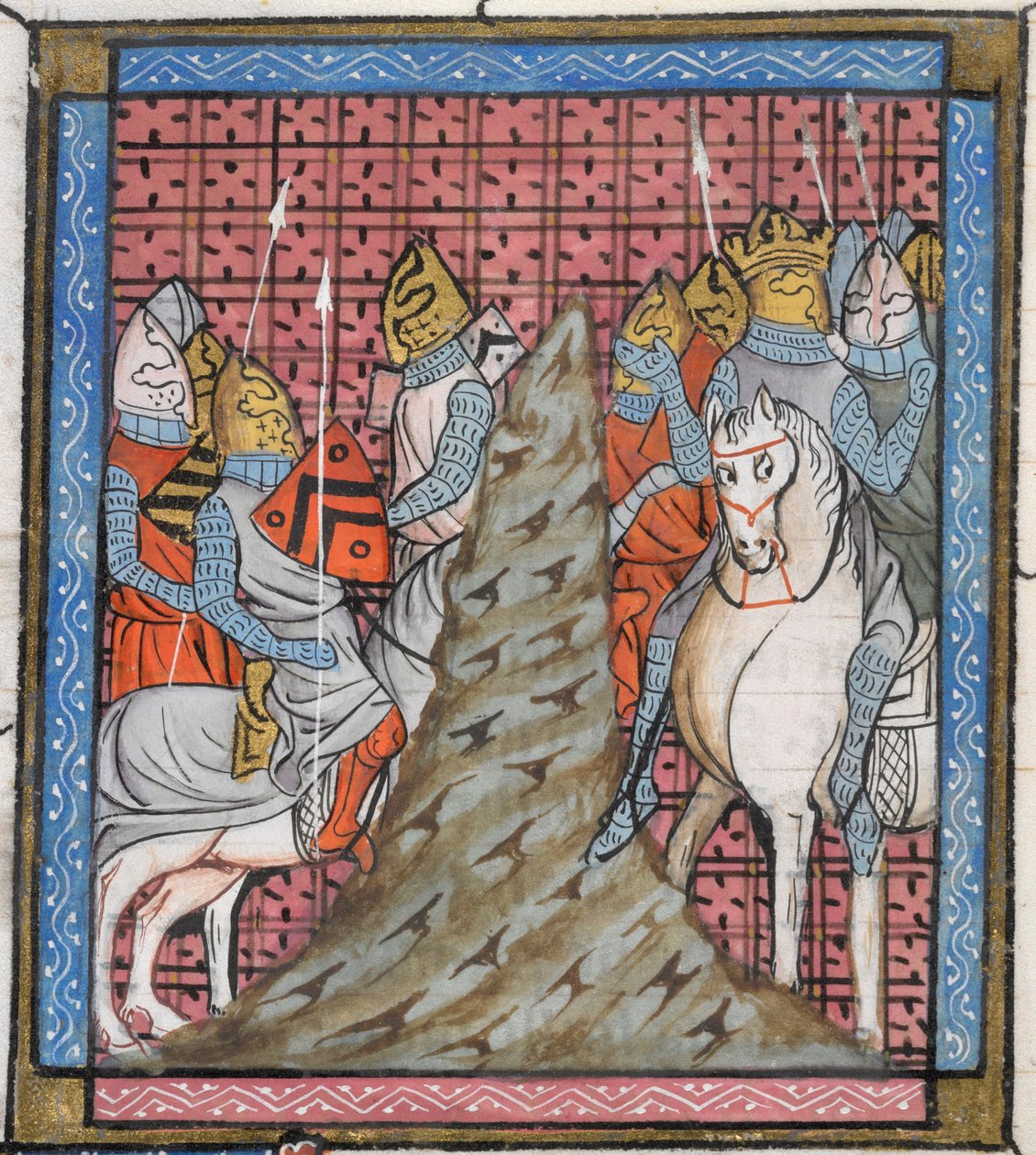 Detail of a Miniature of the Division of a Crusading Army While Crossing a Mountain by French School
