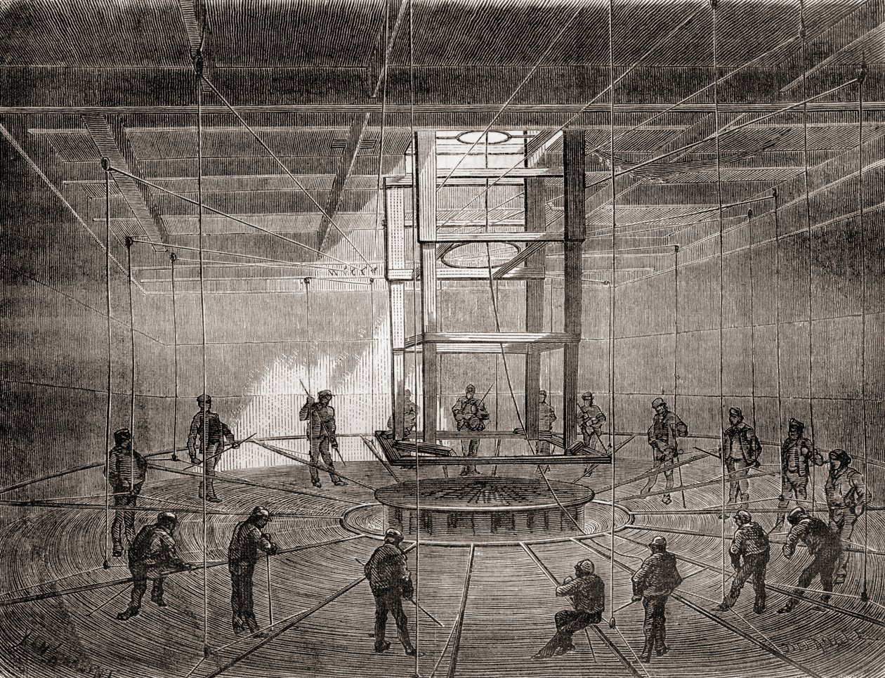 Sailors and Workers Coiling the Transatlantic Telegraph Cable in the Bilge Tanks of the S.S. Great Eastern by French School