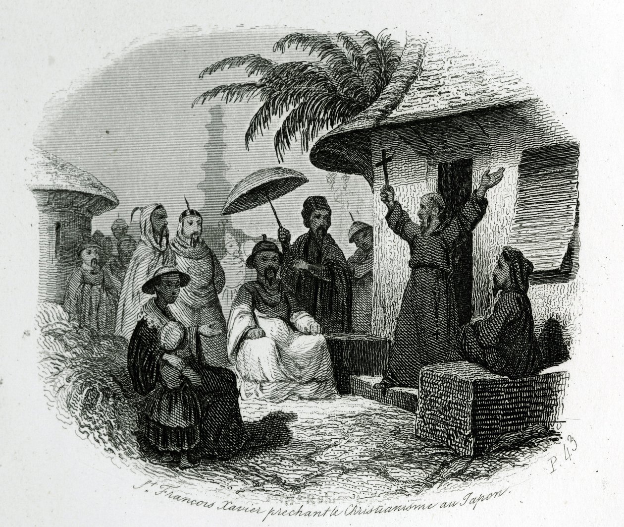 Saint Francois Xavier preaching Christianity in Japan. Engraving to illustrate 