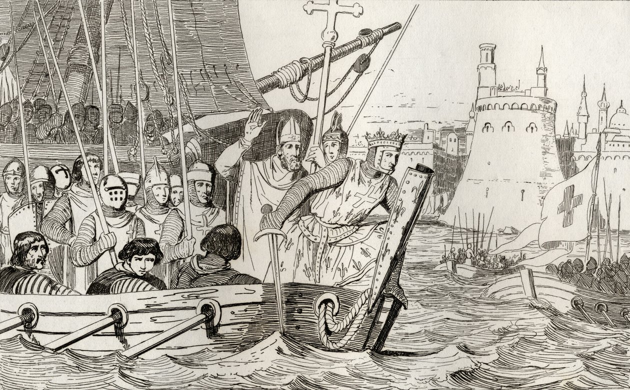Saint Louis IX leads his troops in battle, from 