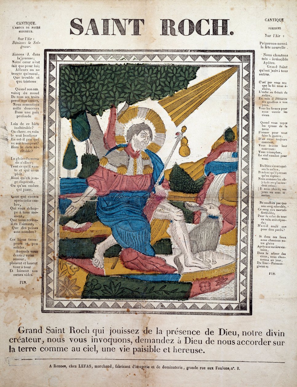 Saint Roch. Engraving, imagery by Rennes by French School