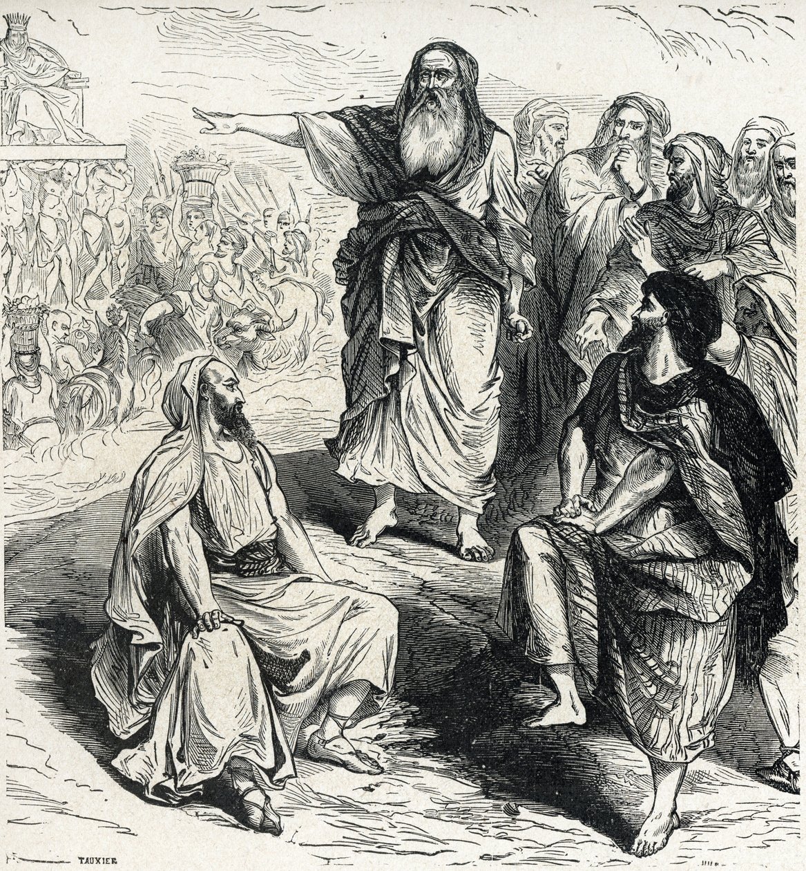 Samuel showing to the Israelites the dangers of having a king Engraving from Lahure 19th century Private Collection by French School