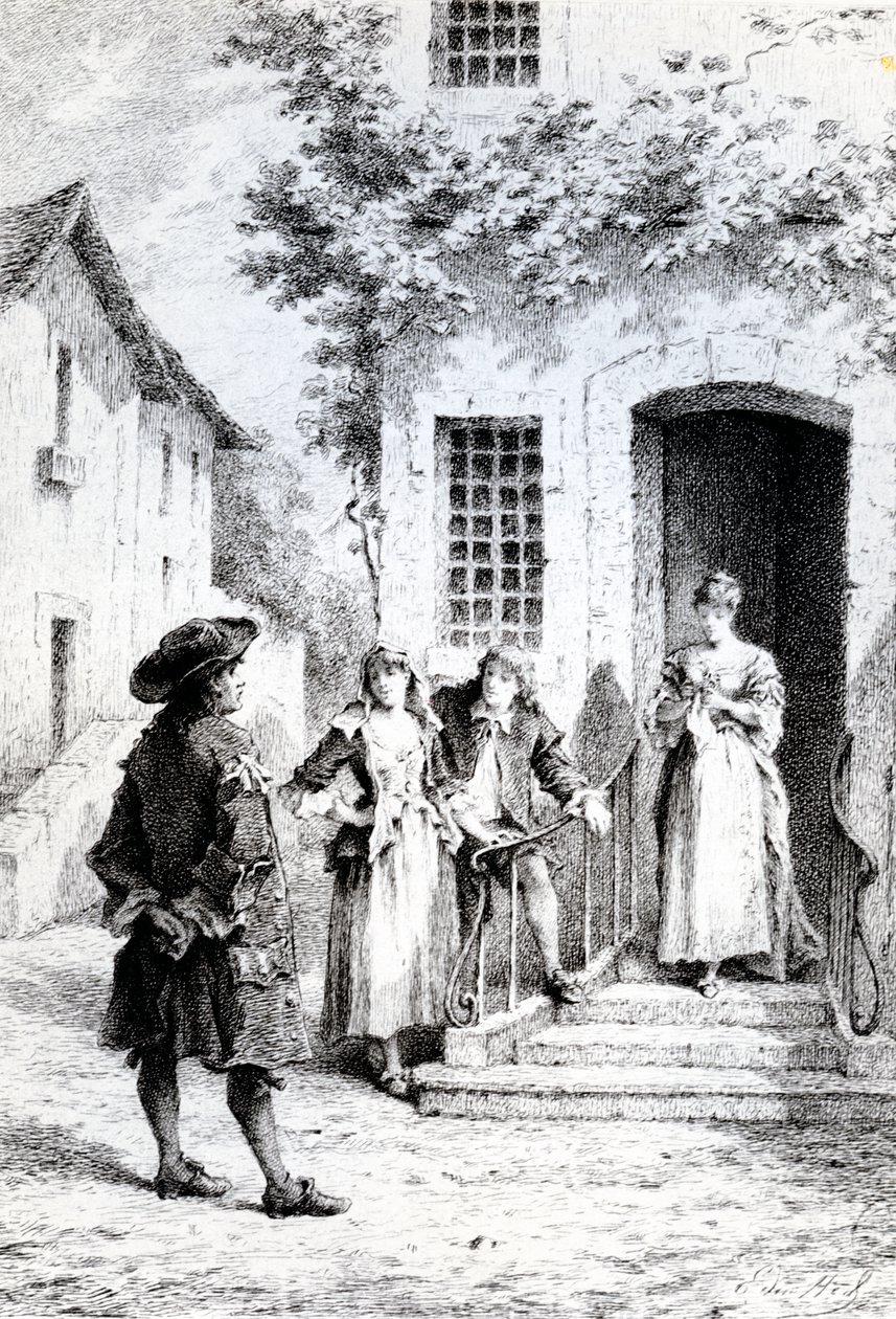 Scene from The School for Wives, by Moliere by French School