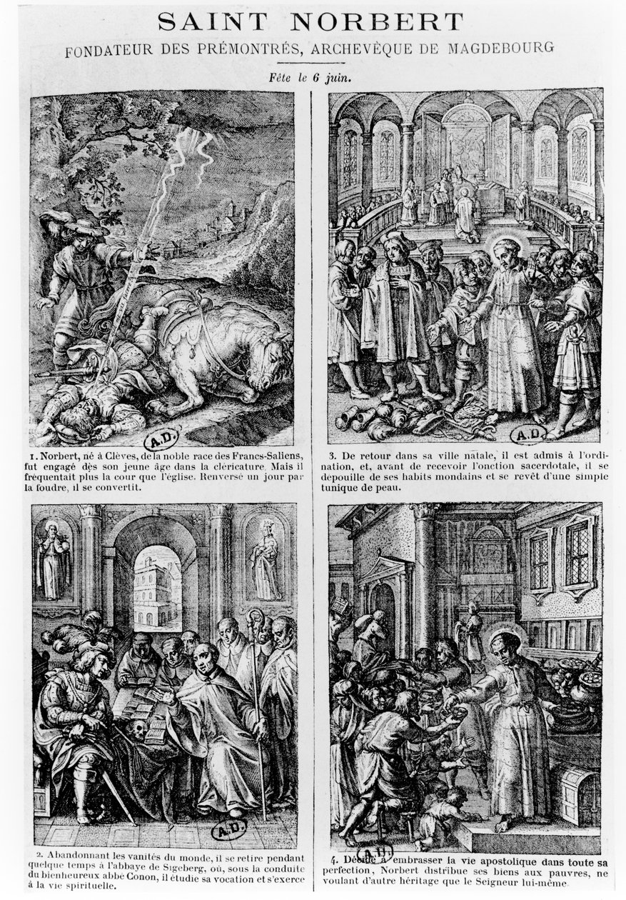 Scenes from the life of Saint Norbert, founder of the Premonstratensian order of canons regular by French School