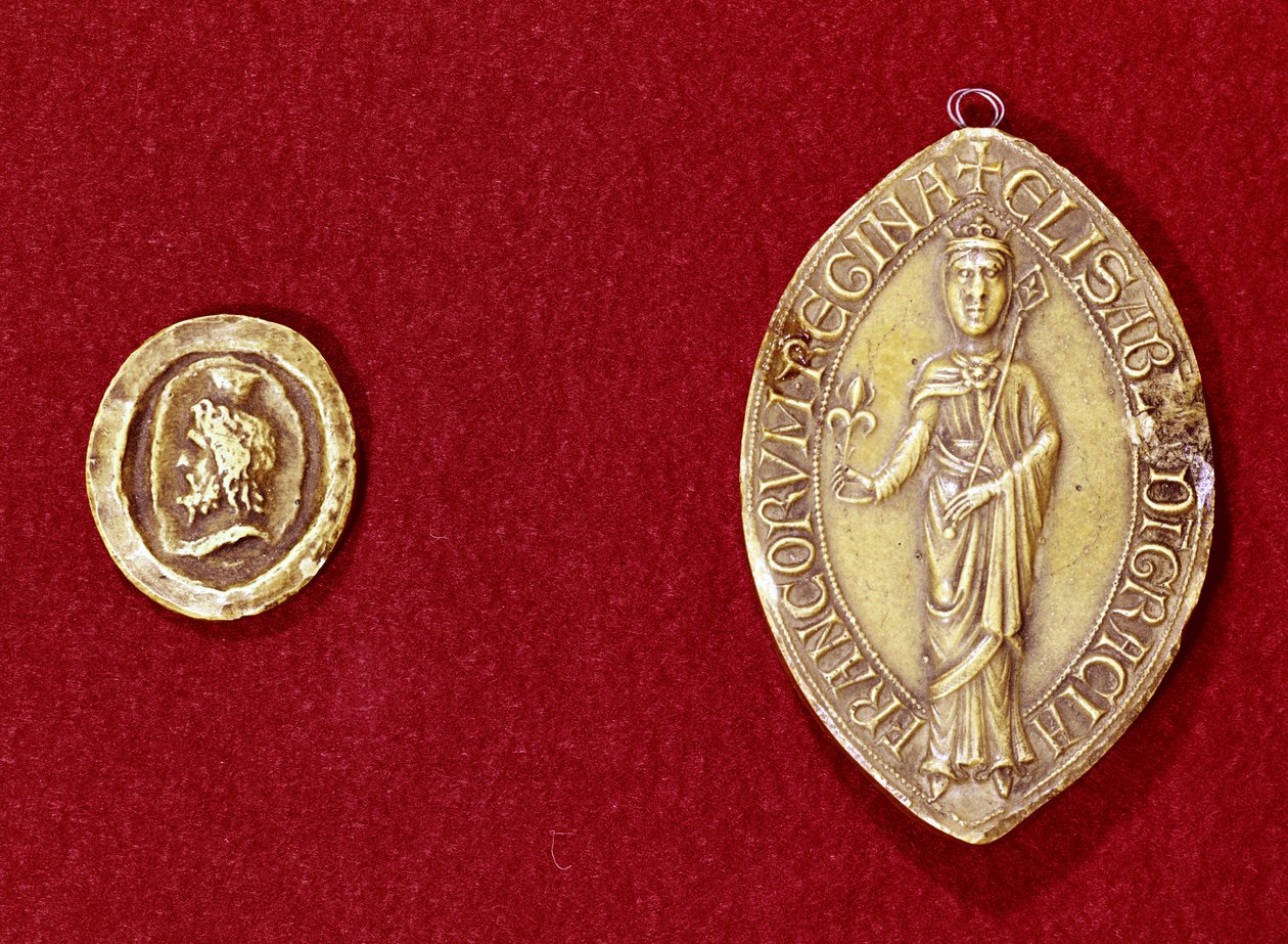 Seals belonging to Emperor Charlemagne and Queen Isabelle of Hainaut by French School