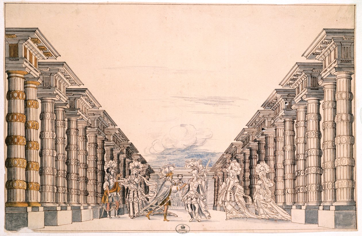 Set Design for an Unidentified Play, from Menus Plaisirs du Roi by French School