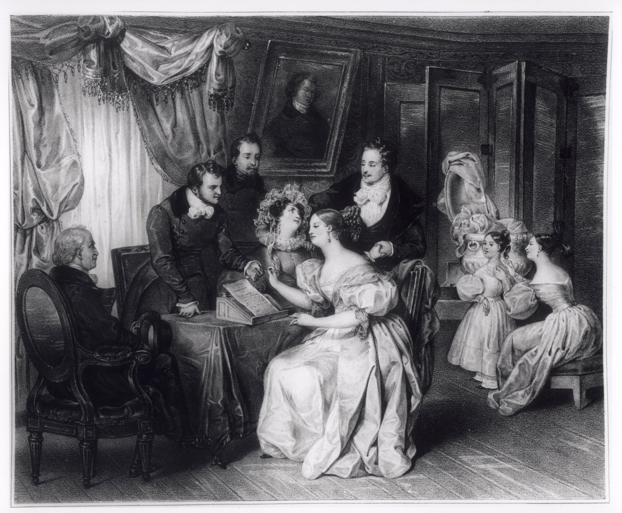 Signing the marriage contract at the solicitors office by French School