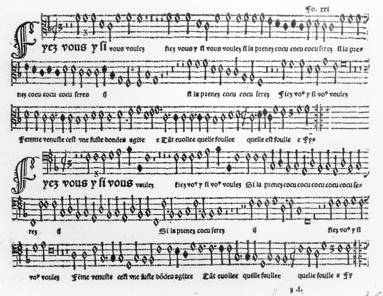 Songsheet from Chansons Musicales published by Pierre Attaignant by French School
