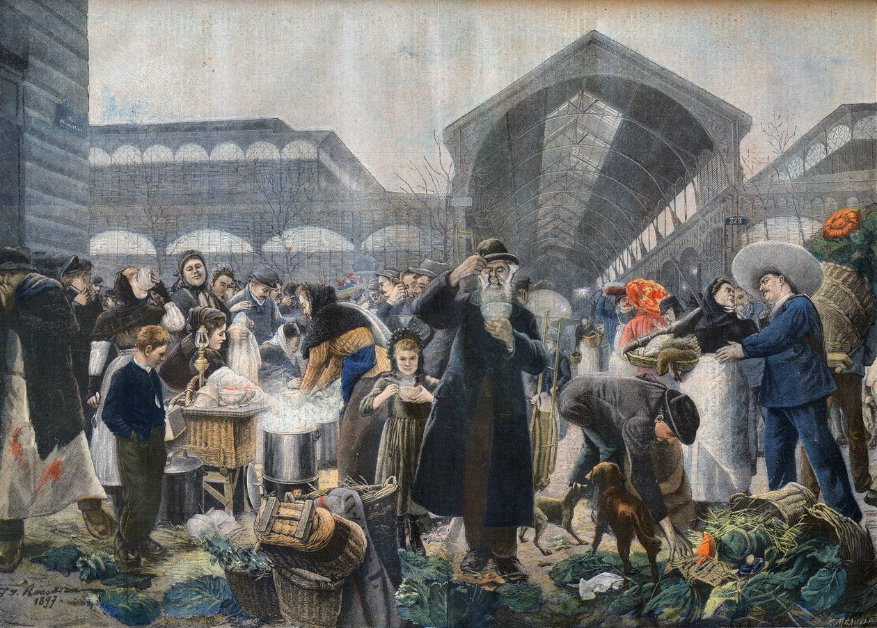 Soup Stand at Les Halles Market in the Morning, illustration from 