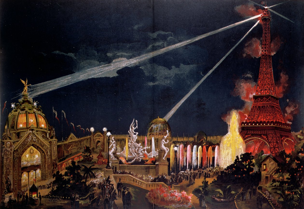 Souvenir of Illuminations in Paris to commemorate the 1st Centenary of the French Revolution during the 1889 Exposition Universelle by French School