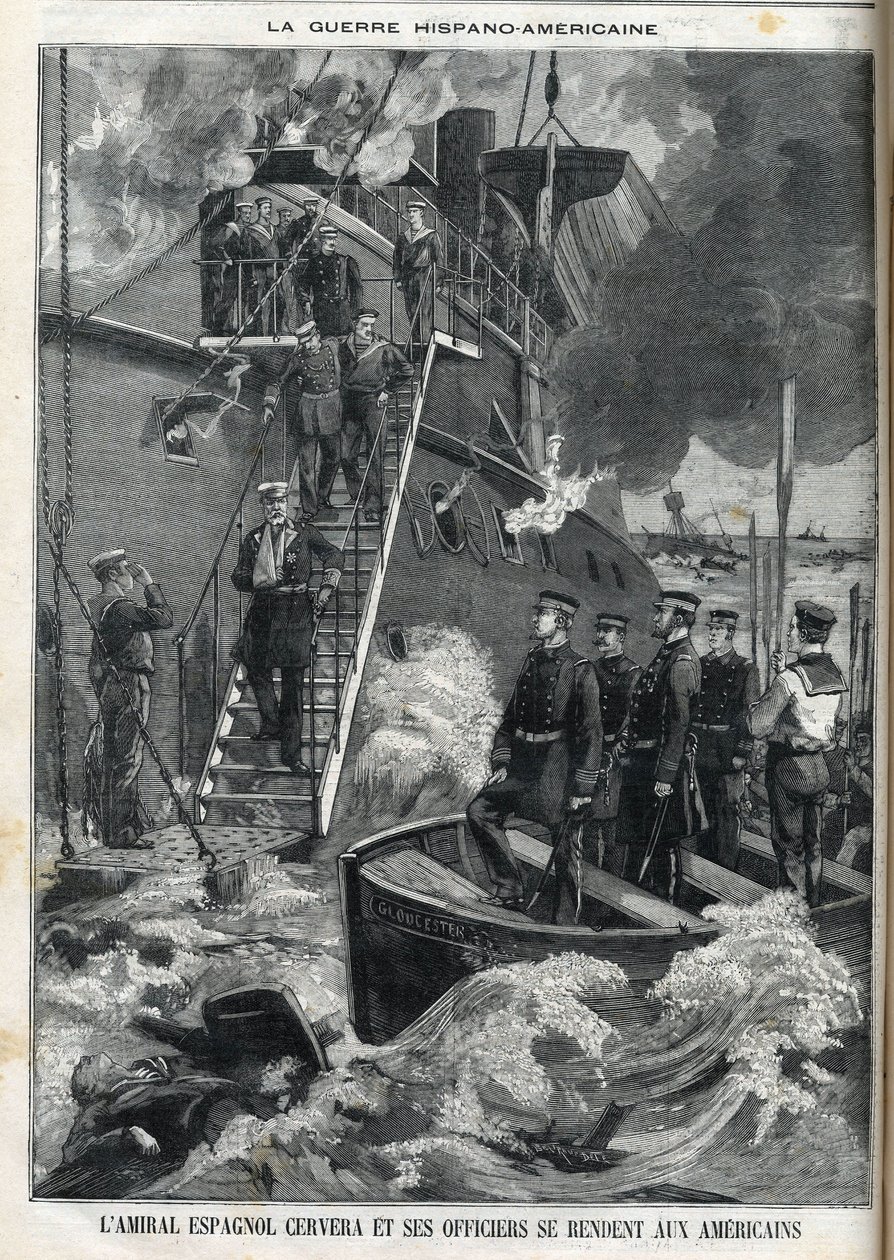 Spanish Admiral Cervera and his officers surrendered to the Americans by French School
