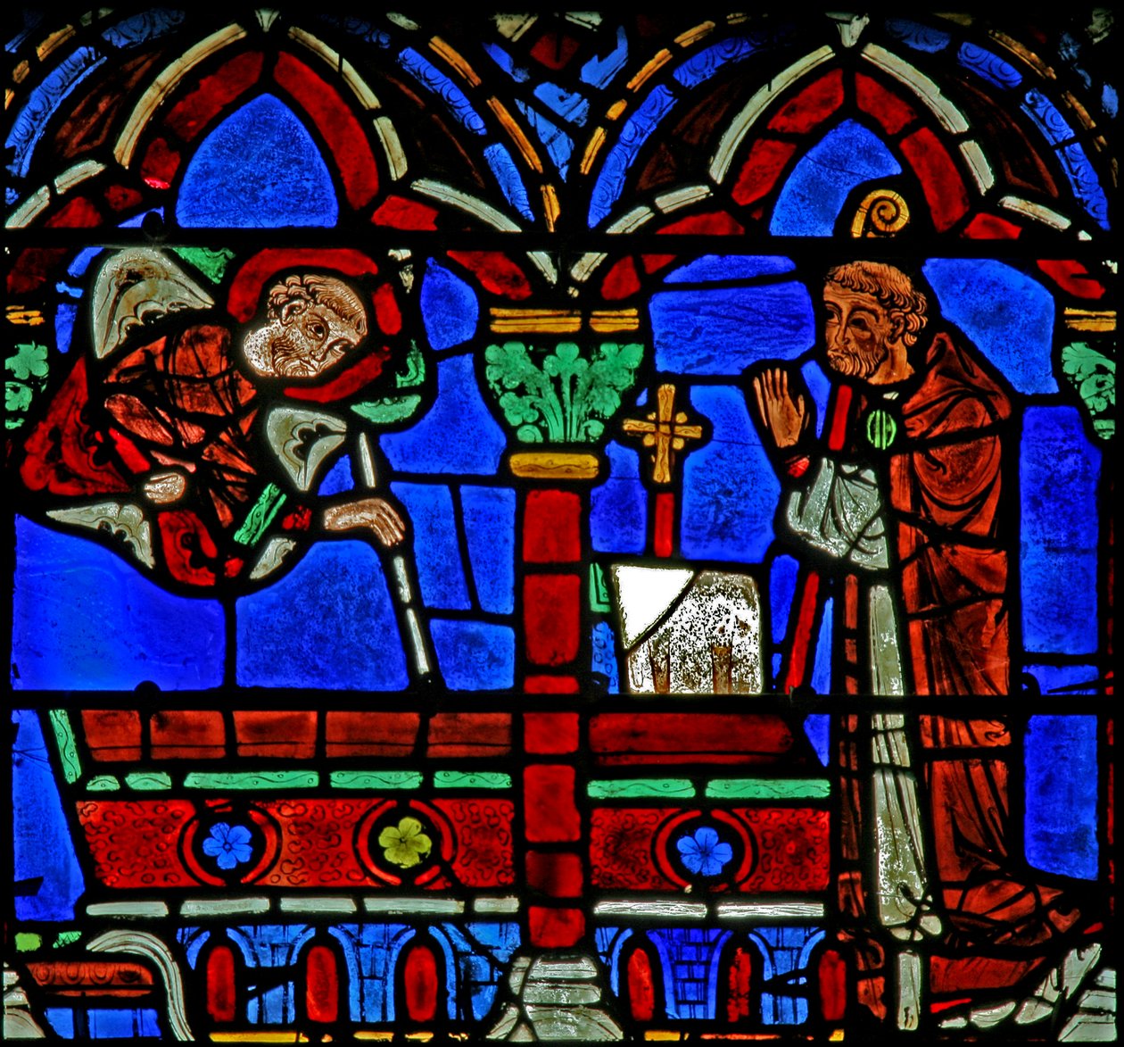 St Cheron Window: Appears to an Abbot at His Tomb by French School