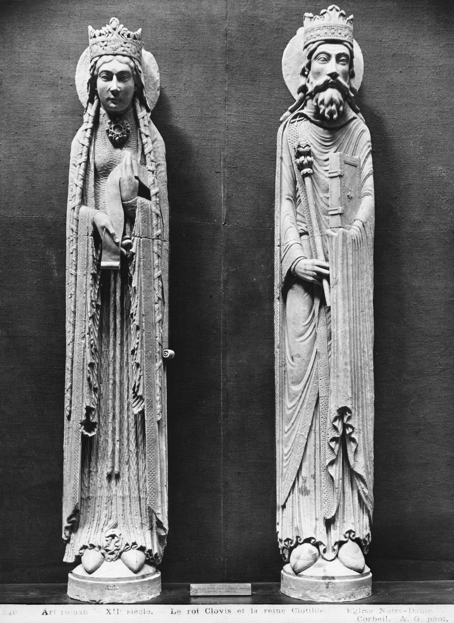 St. Clotilda and Clovis I, from the Church Notre-Dame of Corbeil (plaster cast) by French School