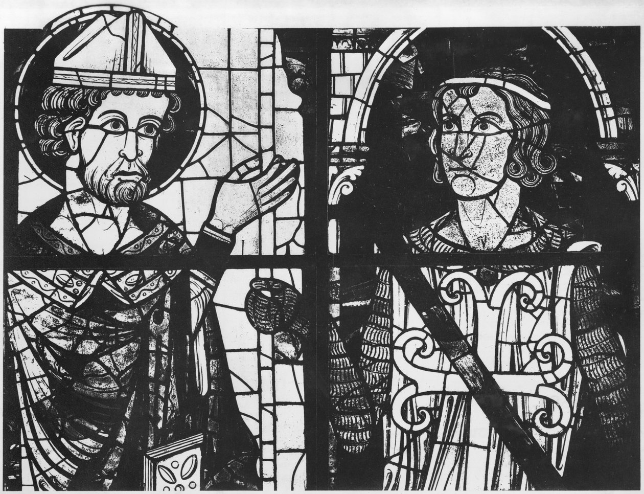 St. Denis giving the oriflamme to the knight Clement (marechal of Metz) (detail) by French School