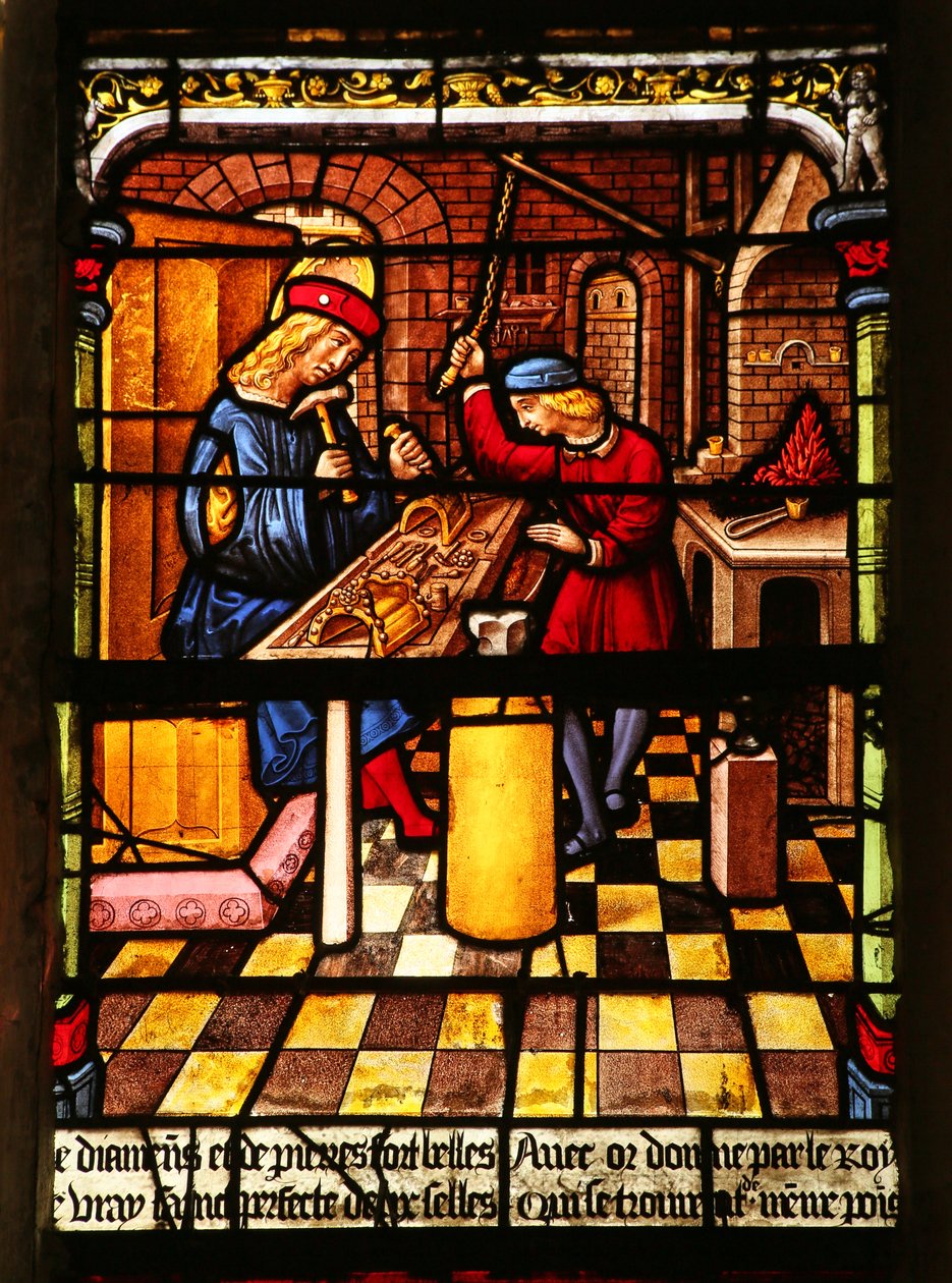 St Eloi as a Goldsmith with His Apprentice by French School