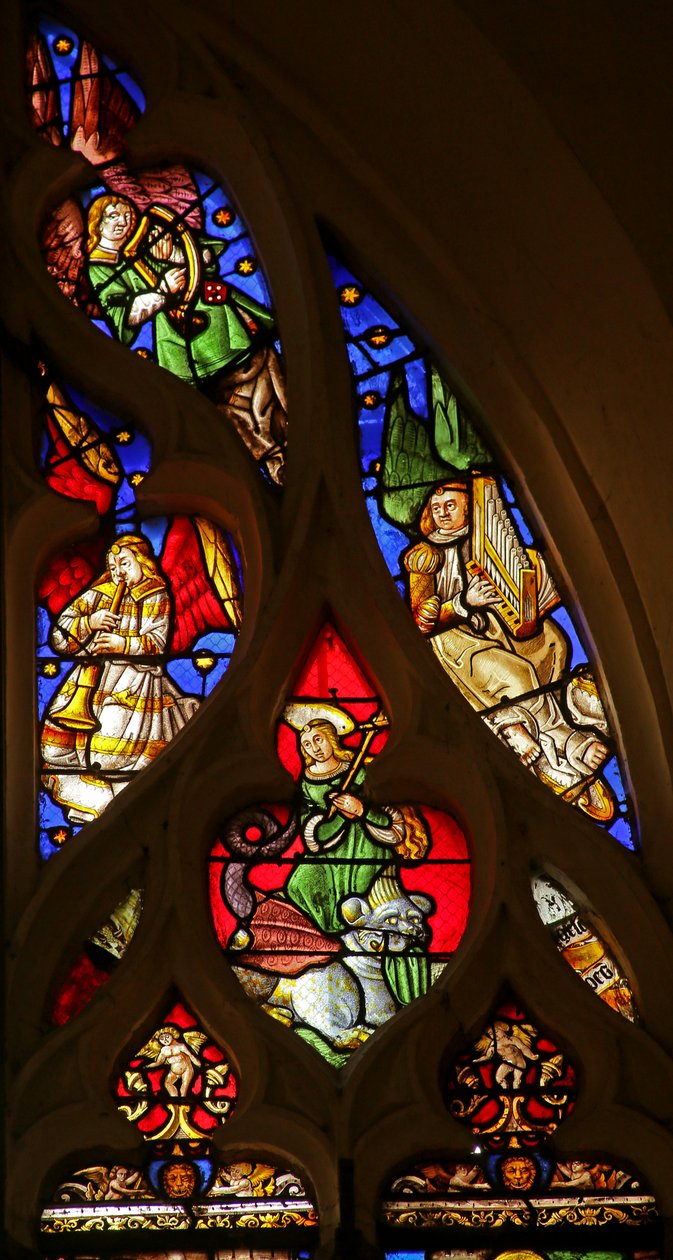 St Margaret and Musical Angels with Harp, Trumpet, and Organ by French School